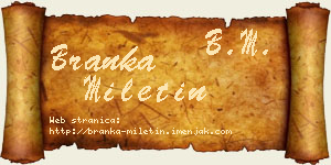Branka Miletin vizit kartica